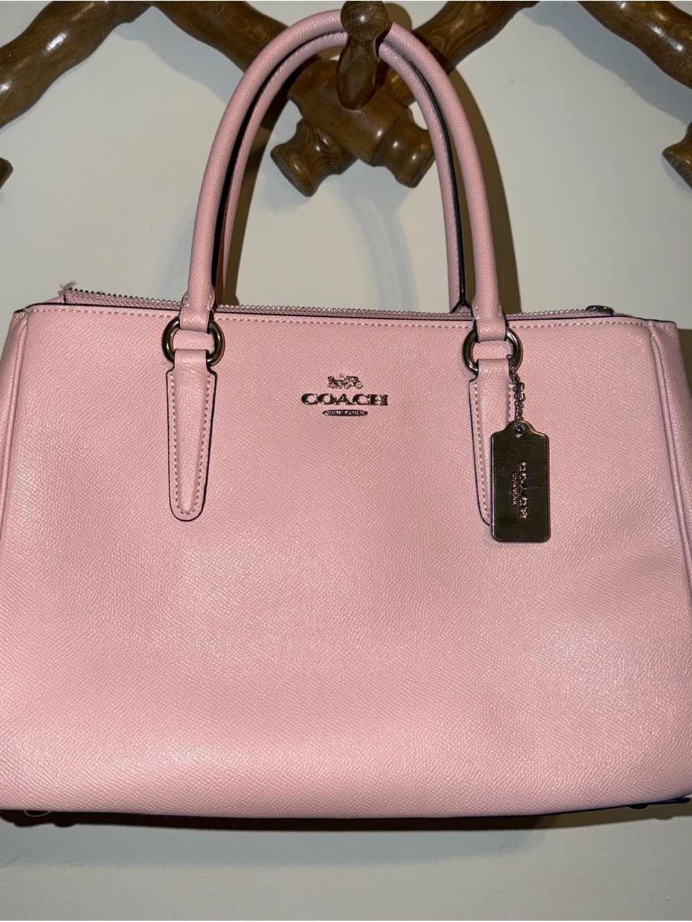 COACH Pink Leather Satchel with Silver Hardware